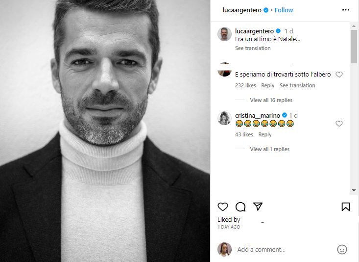 Luca Argentero fa il pieno di like su Instagram, il post è un successo