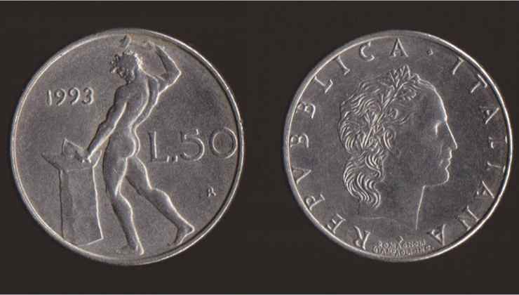 Lire italiane numismatica euro conio 50 lire vulcano rombo