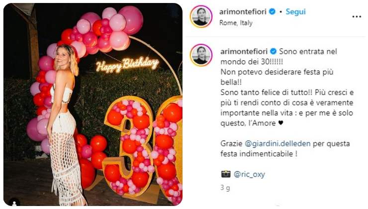 Il Paradiso delle Signore: Arianna Montefiori foto compleanno 