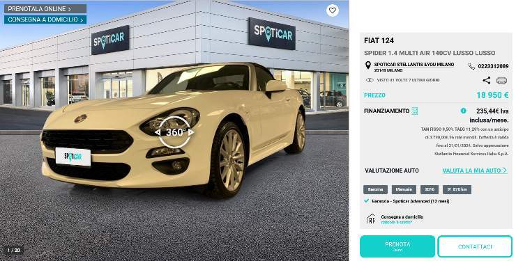 FIAT 124 Spider occasione auto usata